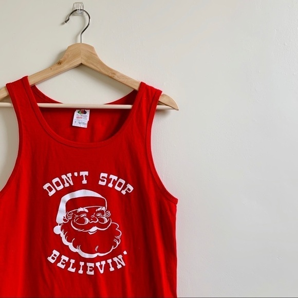 Fruit of the Loom “Don’t Stop Believin” Red Tank - Picture 1 of 7